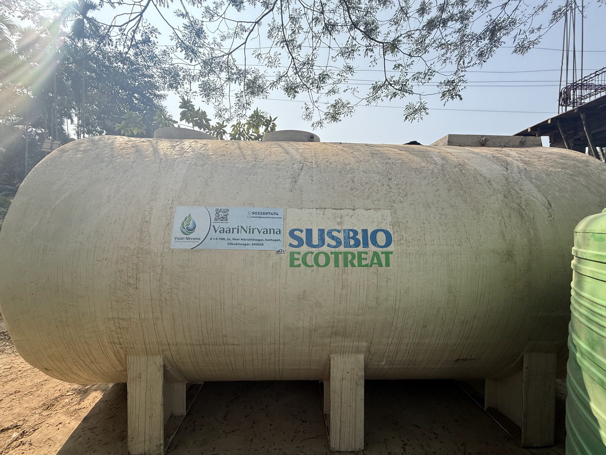 The finished EcoTreat plant with Vaari Nirvana and SUSBIO branding.